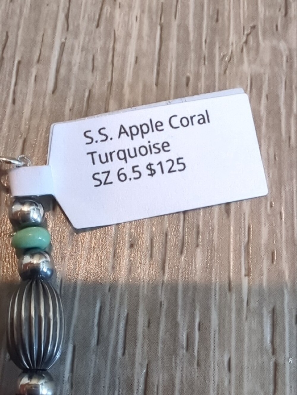 Navajo Handmade Buffalo Nickel Sterling Apple Coral Ghost Bead Bracelet - Picture 5 of 11